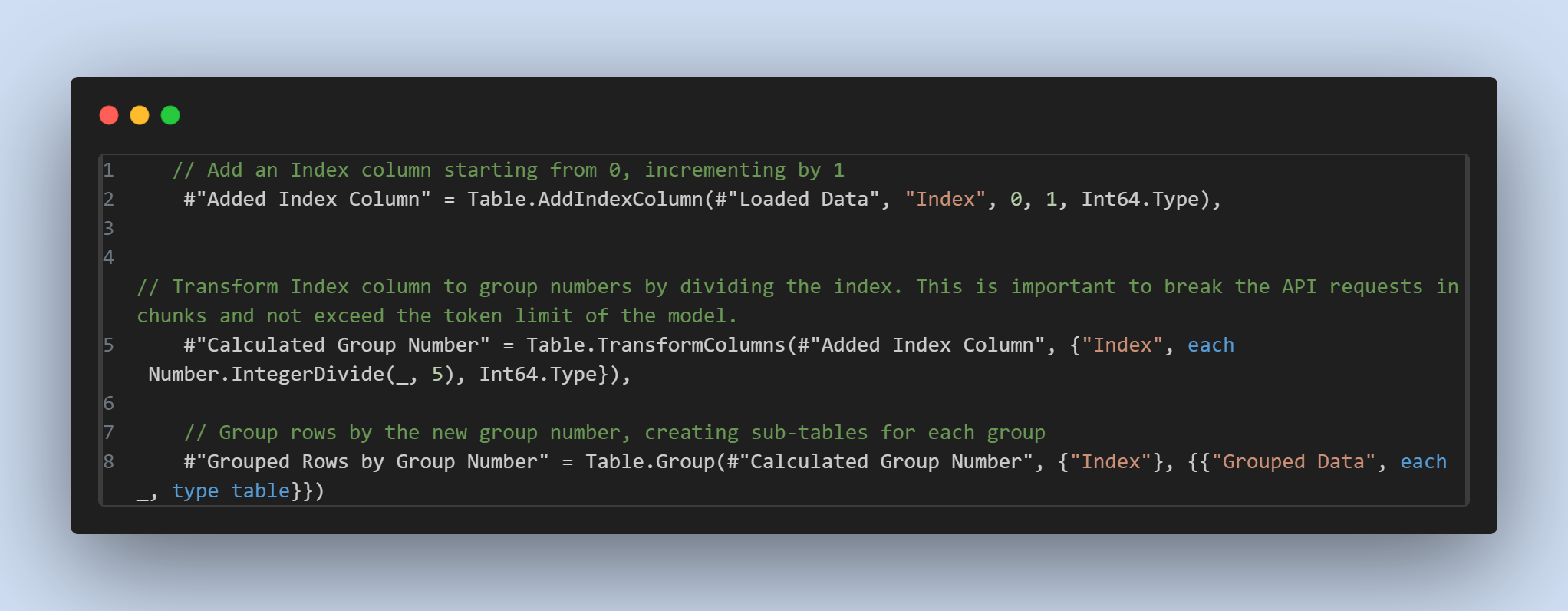 Indexing and grouping data in Power Query