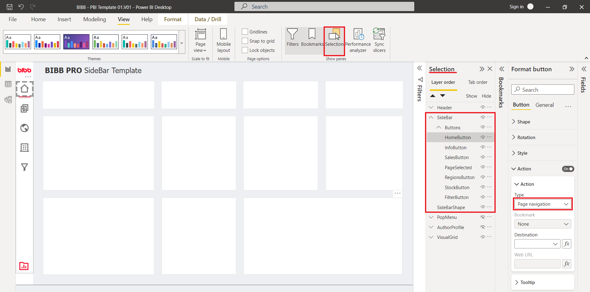 Selection panel in Power BI