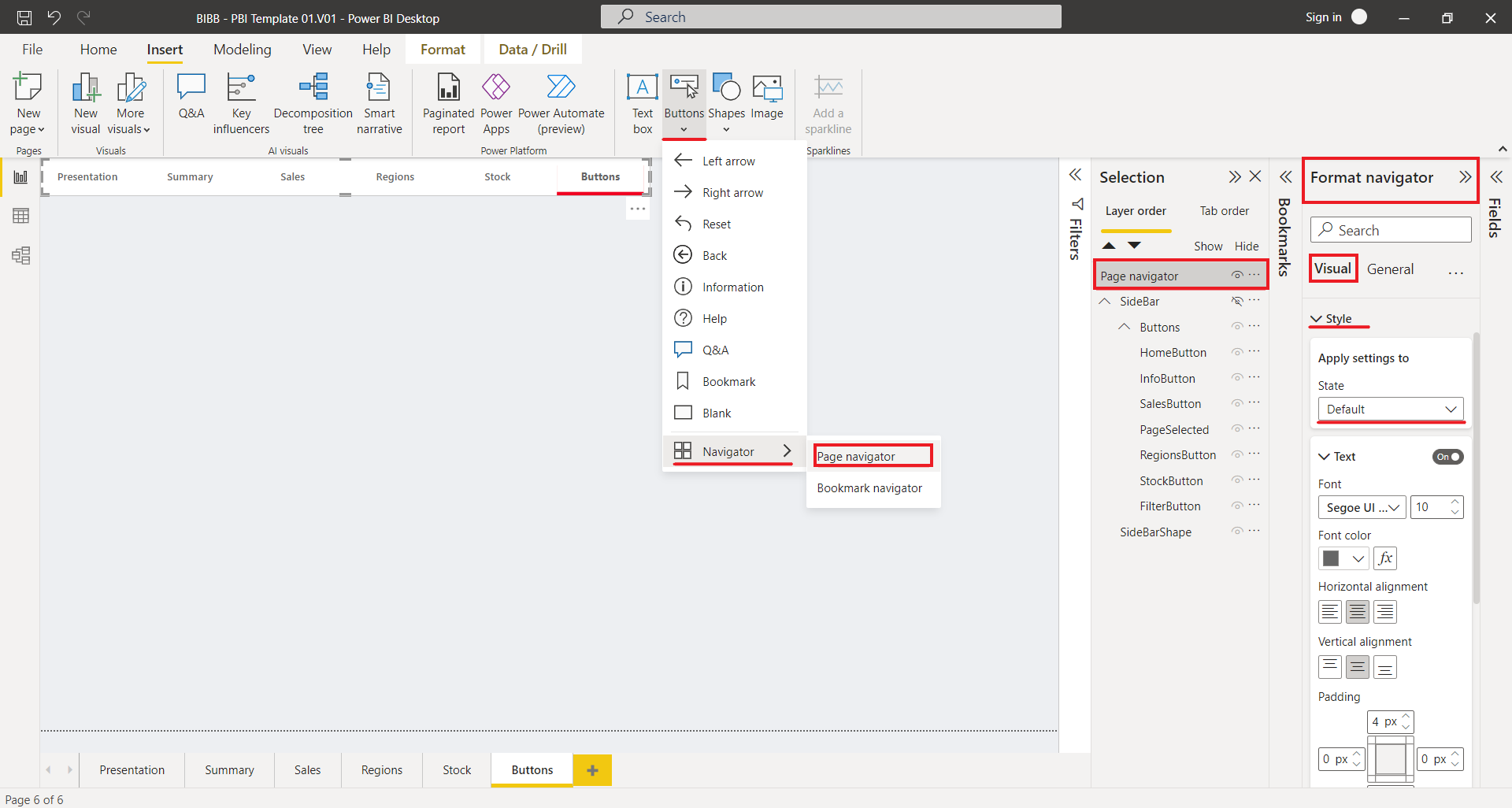 Page Navigation Buttons feature