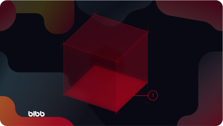 3D red cube with one facet highlighted