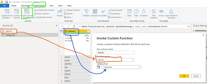 Adding a column from a function